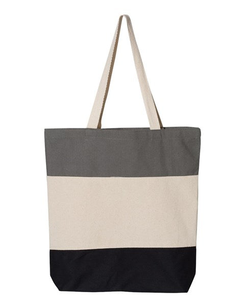 Q-Tees Canvas Tri-color Tote Bag